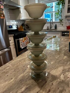 6 Vintage Tupperware 754 Smoke Grey Pudding Parfait Jello Dessert Cups w/ Lids